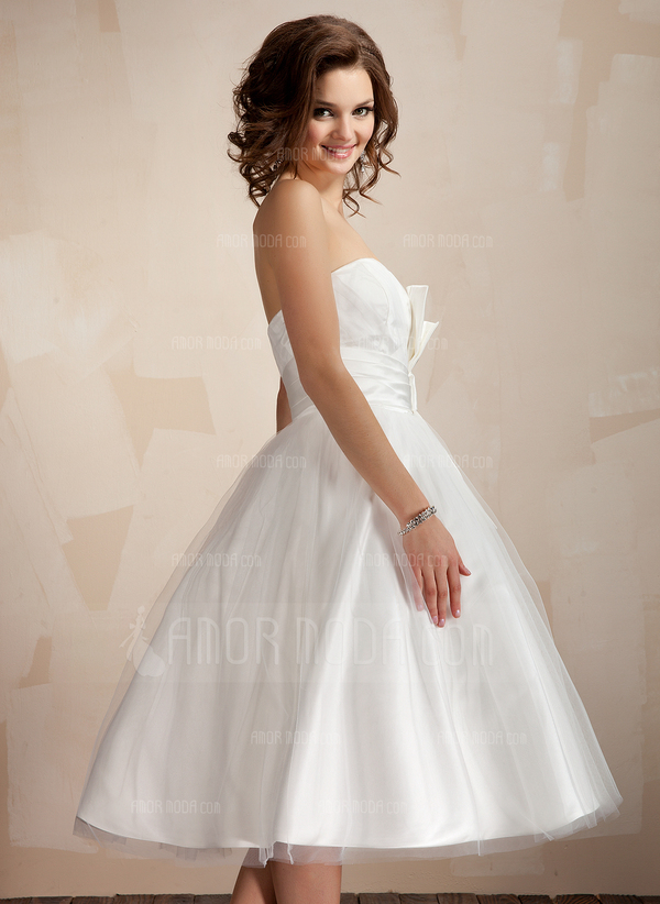 Ligne-A/Princesse Cœur Mi-longues Satin Tulle Robe de Mariée avec Ondulé (002011726)