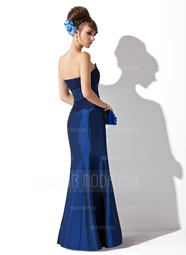 Zeemeermin Strapless Vloerlengte Taf Avondjurk met Roes Kant (017020323)