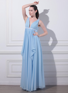 Avondjurken Keizer V-nek Vloerlengte Chiffon Avondjurken met Roes Ceintuur (017012863) Avondjurken Keizer V-nek Vloerlengte Chiffon Avondjurken met Roes Ceintuur (017012863)