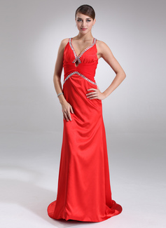 Robe de Bal de Promo Gaine Col V Traîne Watteau Mousseline Charmeuse Robe de Bal de Promo avec Ondulé Brodé (018002767) Robe de Bal de Promo Gaine Col V Traîne Watteau Mousseline Charmeuse Robe de Bal de Promo avec Ondulé Brodé (018002767)