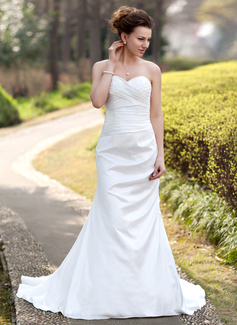 Robe de Mariée Coupe droite Cœur Traine longue Taffetas Robe de Mariée avec Ondulé (002000490)