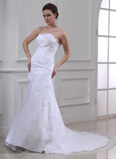 Robe de Mariée Ligne-A/Princesse Cœur Traîne Chapelle Satin Dentelle Robe de Mariée avec Perlé Fleurs (002000143) Robe de Mariée Ligne-A/Princesse Cœur Traîne Chapelle Satin Dentelle Robe de Mariée avec Perlé Fleurs (002000143)