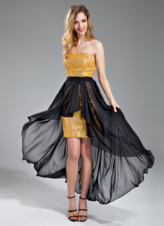 Avondjurken Nauwaansluitend Strapless A-Symmetrisch Chiffon Lovertjes Avondjurken met Ceintuur (017019580) Avondjurken Nauwaansluitend Strapless A-Symmetrisch Chiffon Lovertjes Avondjurken met Ceintuur (017019580)