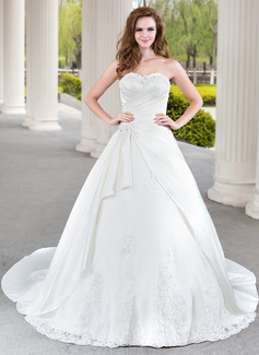 Robe de Mariée bal Cœur Traîne Chapelle Satin Tulle Robe de Mariée avec Ondulé Dentelle Perlé (002000471) Robe de Mariée bal Cœur Traîne Chapelle Satin Tulle Robe de Mariée avec Ondulé Dentelle Perlé (002000471)
