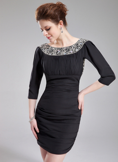 Robe de Bal de Promo Gaine Col rond Court/Mini Mousseline Robe de Bal de Promo avec Brodé (018019102)