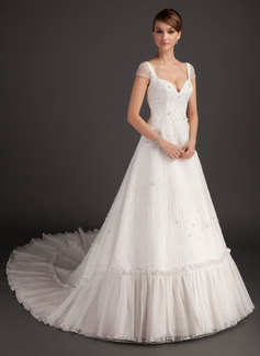 Robe de Mariée Ligne-A/Princesse Cœur Traîne Chapelle Organza Satin Robes de Mariée avec Perlé (002015484) Robe de Mariée Ligne-A/Princesse Cœur Traîne Chapelle Organza Satin Robes de Mariée avec Perlé (002015484)