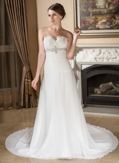 Robe de Mariée Ligne-A/Princesse Cœur Traîne Chapelle mousseline de soie Robe de Mariée avec Ondulé Perlé Sequins (002000105) Robe de Mariée Ligne-A/Princesse Cœur Traîne Chapelle mousseline de soie Robe de Mariée avec Ondulé Perlé Sequins (002000105)