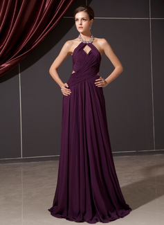 Avondjurken A-Lijn/Prinses Halter Vloerlengte Chiffon Avondjurk met Roes Beading (017014244) Avondjurken A-Lijn/Prinses Halter Vloerlengte Chiffon Avondjurk met Roes Beading (017014244)