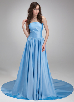 Avondjurken A-Lijn/Prinses Strapless Kapel Sleep Taf Avondjurken met Roes (017020686) Avondjurken A-Lijn/Prinses Strapless Kapel Sleep Taf Avondjurken met Roes (017020686)
