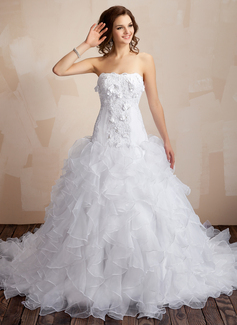Robe de Mariée bal Cœur Traîne Chapelle Organza Satin Robe de Mariée avec Dentelle Perlé Fleurs (002000106) Robe de Mariée bal Cœur Traîne Chapelle Organza Satin Robe de Mariée avec Dentelle Perlé Fleurs (002000106)