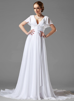 Robe de Mariée Ligne-A/Princesse Col V Traine courte Mousseline Robe de Mariée avec Ondulé Dentelle Perlé (002000687) Robe de Mariée Ligne-A/Princesse Col V Traine courte Mousseline Robe de Mariée avec Ondulé Dentelle Perlé (002000687)
