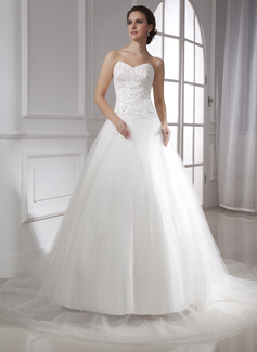 Robe de Mariée bal Cœur Traîne Chapelle Satin Tulle Robe de Mariée avec Dentelle Perlé (002015474) Robe de Mariée bal Cœur Traîne Chapelle Satin Tulle Robe de Mariée avec Dentelle Perlé (002015474)