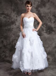 Robe de Mariée Ligne-A/Princesse Cœur Longueur cheville Organza Tulle Robe de Mariée avec Dentelle Perlé Fleurs (002014984) Robe de Mariée Ligne-A/Princesse Cœur Longueur cheville Organza Tulle Robe de Mariée avec Dentelle Perlé Fleurs (002014984)