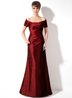 Robe de Bal de Promo Gaine Hors épaule Longeur au sol Taffetas Robe de Bal de Promo avec Ondulé (018004854)