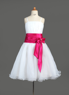 Flower Girl Dresses A-Line/Princess Knee-Length Organza Charmeuse Flower Girl Dress With Ruffle Sash Beading (010005774) Flower Girl Dresses A-Line/Princess Knee-Length Organza Charmeuse Flower Girl Dress With Ruffle Sash Beading (010005774)