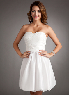 Ligne-A/Princesse Cœur Court/Mini Taffetas Robe de soirée Alumnis avec Ondulé Dentelle Perles (022016342)