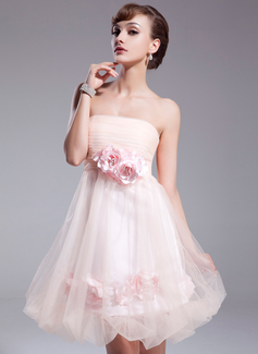 Holiday Dresses Empire Strapless Knee-Length Tulle Homecoming Dress With Ruffle Flower(s) (022020950) Holiday Dresses Empire Strapless Knee-Length Tulle Homecoming Dress With Ruffle Flower(s) (022020950)