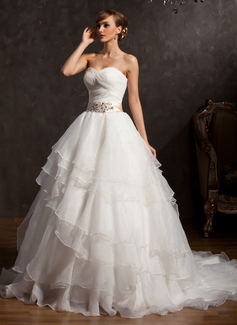 Robe de Mariée bal Cœur Traîne Chapelle Organza Robe de Mariée avec Ondulé Dentelle Echarpes Pailleté (002015163) Robe de Mariée bal Cœur Traîne Chapelle Organza Robe de Mariée avec Ondulé Dentelle Echarpes Pailleté (002015163)