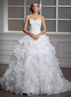 Robe de Mariée bal Cœur Traine courte Organza Satin Robe de Mariée avec Perlé Pailleté (002004530) Robe de Mariée bal Cœur Traine courte Organza Satin Robe de Mariée avec Perlé Pailleté (002004530)