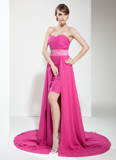Robe de Bal de Promo Ligne-A/Princesse Cœur Assymetrique Mousseline Robe de Bal de Promo avec Ondulé Brodé (018021023) Robe de Bal de Promo Ligne-A/Princesse Cœur Assymetrique Mousseline Robe de Bal de Promo avec Ondulé Brodé (018021023)