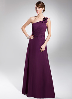 Avondjurken A-Lijn/Prinses Een-Schouder Vloerlengte Chiffon Avondjurk met Roes (017014740) Avondjurken A-Lijn/Prinses Een-Schouder Vloerlengte Chiffon Avondjurk met Roes (017014740)