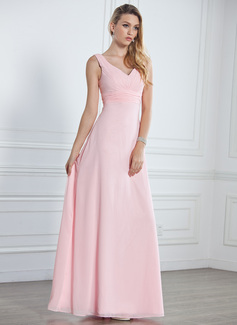 Cheap Bridesmaid Dresses A-Line/Princess V-neck Floor-Length Chiffon Bridesmaid Dress With Ruffle (007001785) Cheap Bridesmaid Dresses A-Line/Princess V-neck Floor-Length Chiffon Bridesmaid Dress With Ruffle (007001785)