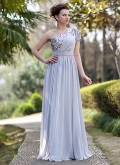 Avondjurken A-Lijn/Prinses Een-Schouder Vloerlengte Chiffon Lovertjes Avondjurken met Roes Kraal (017022933) Avondjurken A-Lijn/Prinses Een-Schouder Vloerlengte Chiffon Lovertjes Avondjurken met Roes Kraal (017022933)