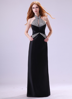 Avondjurken Nauwaansluitend Halter Vloerlengte Satin Avondjurk met Roes Kraal (017014382) Avondjurken Nauwaansluitend Halter Vloerlengte Satin Avondjurk met Roes Kraal (017014382)
