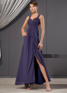 Avondjurken Nauwaansluitend Sweetheart Enkellengte Chiffon Avondjurk met Roes Kraal Lovertjes (017014480)