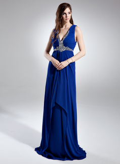 Avondjurken A-Lijn/Prinses V-nek Korte Sleep Chiffon Avondjurk met Roes Pailletten (008015728) Avondjurken A-Lijn/Prinses V-nek Korte Sleep Chiffon Avondjurk met Roes Pailletten (008015728)