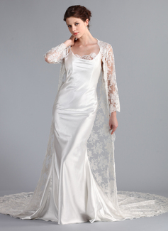 Robe de Mariée Coupe droite col en ondulé Traîne Cathedral Charmeuse lacet Robe de Mariée (016026257) Robe de Mariée Coupe droite col en ondulé Traîne Cathedral Charmeuse lacet Robe de Mariée (016026257)