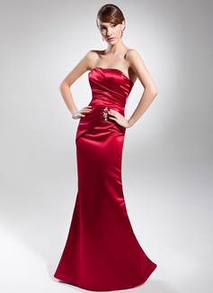 Avondjurken Zeemeermin Strapless Vloerlengte Satin Avondjurk met Roes Kraal (017014683) Avondjurken Zeemeermin Strapless Vloerlengte Satin Avondjurk met Roes Kraal (017014683)