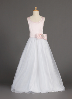 Flower Girl Dresses A-Line/Princess Scoop Neck Floor-Length Organza Satin Flower Girl Dress With Beading Flower(s) (010002160) Flower Girl Dresses A-Line/Princess Scoop Neck Floor-Length Organza Satin Flower Girl Dress With Beading Flower(s) (010002160)