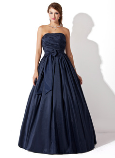 Robe de Bal de Promo bal Sans bretelles Longeur au sol Taffetas Robe de Bal de Promo avec Ondulé (018005046)