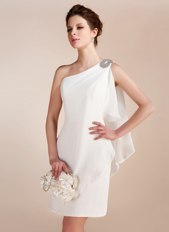 Robe de Mariée Coupe droite Une epaule Mi-longues Mousseline Robe de Mariée avec Ondulé Perlé (002011748) Robe de Mariée Coupe droite Une epaule Mi-longues Mousseline Robe de Mariée avec Ondulé Perlé (002011748)
