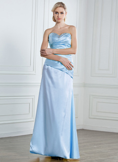 Robe de Bal de Promo Gaine Cœur Longeur au sol Satin Robe de Bal de Promo avec Ondulé Brodé Pailleté (018013096)