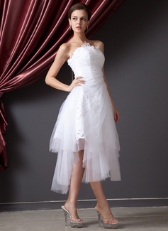 Robe de Mariée Ligne-A/Princesse Sans bretelles Assymetrique Tulle Robe de Mariée avec Ondulé Dentelle (002014227) Robe de Mariée Ligne-A/Princesse Sans bretelles Assymetrique Tulle Robe de Mariée avec Ondulé Dentelle (002014227)