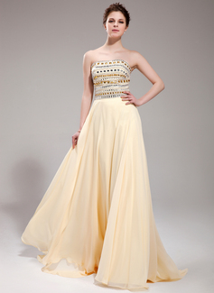 Robe de Bal de Promo Ligne-A/Princesse Cœur Traine longue Mousseline Robe de Bal de Promo avec Brodé (018018994)