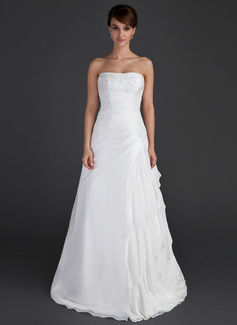 Robe de Mariée Ligne-A/Princesse Sans bretelles Longeur au sol Mousseline Taffetas Robe de Mariée avec Ondulé Perlé (002012595) Robe de Mariée Ligne-A/Princesse Sans bretelles Longeur au sol Mousseline Taffetas Robe de Mariée avec Ondulé Perlé (002012595)