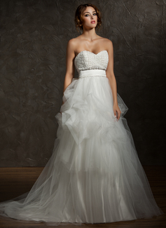 Robe de Mariée Ligne-A/Princesse Cœur Traine courte Satin Tulle Robe de Mariée avec Ondulé Echarpes Fleurs (002011516) Robe de Mariée Ligne-A/Princesse Cœur Traine courte Satin Tulle Robe de Mariée avec Ondulé Echarpes Fleurs (002011516)