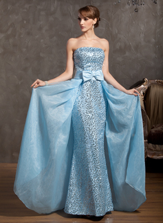 Robe de Bal de Promo Gaine Sans bretelles Longeur au sol Organza Satin Robe de Bal de Promo avec Pailleté (018014879)