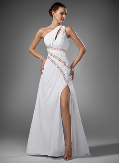 Robe de Bal de Promo Gaine Une epaule Traine longue Mousseline Robe de Bal de Promo avec Ondulé Brodé (018005081) Robe de Bal de Promo Gaine Une epaule Traine longue Mousseline Robe de Bal de Promo avec Ondulé Brodé (018005081)