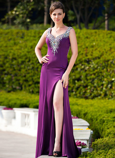 Avondjurken Nauwaansluitend Sweetheart Lange Sleep Satijnzijde Avondjurk met Beading (017024576) Avondjurken Nauwaansluitend Sweetheart Lange Sleep Satijnzijde Avondjurk met Beading (017024576)