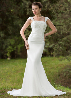 Robe de Mariée Sirene Encolure carrée Traine courte mousseline de soie Robe de Mariée avec Ondulé dentelle Perlé Pailleté (002001702) Robe de Mariée Sirene Encolure carrée Traine courte mousseline de soie Robe de Mariée avec Ondulé dentelle Perlé Pailleté (002001702)