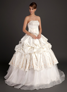 Robe de Mariée bal Sans bretelles Longeur au sol Organza Satin Robe de Mariée avec Broderie Perlé Fleurs (002015516) Robe de Mariée bal Sans bretelles Longeur au sol Organza Satin Robe de Mariée avec Broderie Perlé Fleurs (002015516)