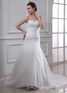 Robe de Mariée Ligne-A/Princesse Cœur Traîne Chapelle Taffetas Organza Robe de Mariée avec Ondulé Dentelle Perlé (002000151) Robe de Mariée Ligne-A/Princesse Cœur Traîne Chapelle Taffetas Organza Robe de Mariée avec Ondulé Dentelle Perlé (002000151)
