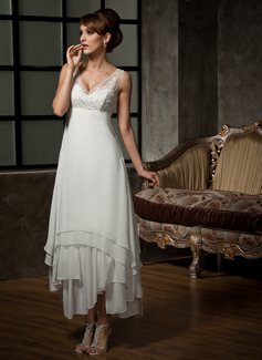 Robe de Mariée Ligne-A/Princesse Col V Longueur cheville Mousseline Tulle Robe de Mariée avec Dentelle (002012655) Robe de Mariée Ligne-A/Princesse Col V Longueur cheville Mousseline Tulle Robe de Mariée avec Dentelle (002012655)