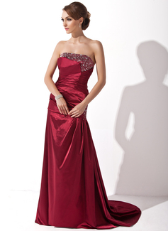 Robe de Bal de Promo Ligne-A/Princesse Sans bretelles Traine longue Charmeuse Robe de Bal de Promo avec Ondulé Brodé Pailleté (018005377) Robe de Bal de Promo Ligne-A/Princesse Sans bretelles Traine longue Charmeuse Robe de Bal de Promo avec Ondulé Brodé Pailleté (018005377)