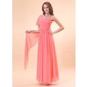 A-Lijn/Prinses Een-Schouder Vloerlengte Chiffon Vakantie Jurk met Roes Kraal (020014396) A-Lijn/Prinses Een-Schouder Vloerlengte Chiffon Vakantie Jurk met Roes Kraal (020014396)