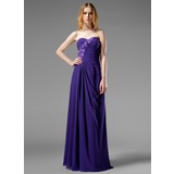 A-Lijn/Prinses Sweetheart Vloerlengte Chiffon Avondjurk met Roes Kraal Van Toepassing (017004313)